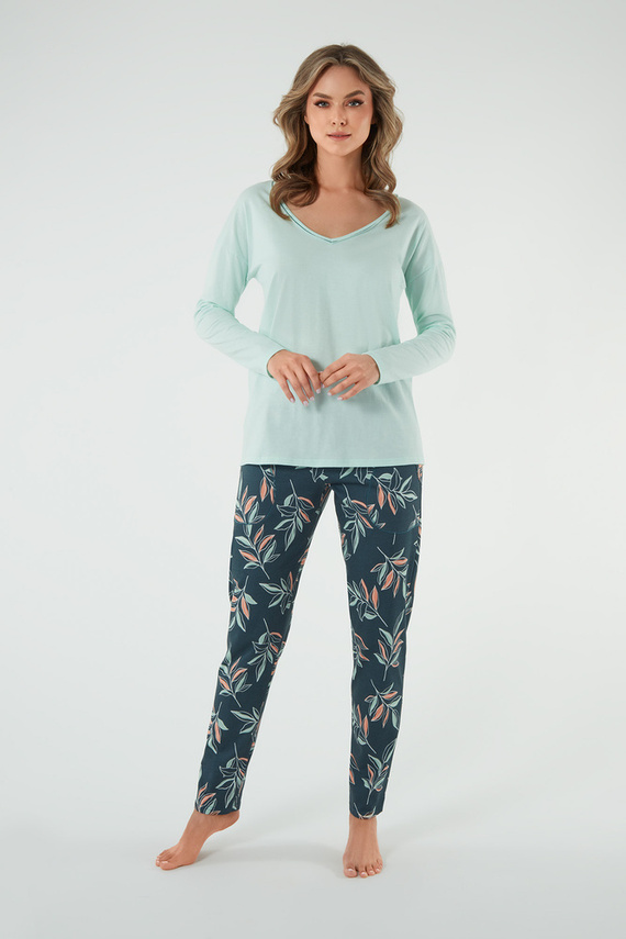 Julietta Pijama de damă cu mânecă lungă, pantaloni lungi Italian Fashion - fistic/print 