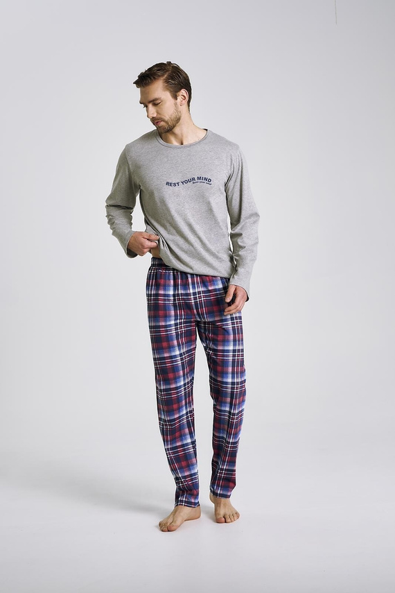 Pijamale barbati Franco 3478 Taro, gri - bumbac, maneci lungi, confort si stil