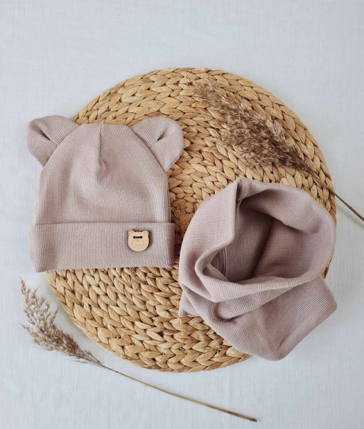 Șapcă Teddy 15U cu urechi cu dungi duble Marija - violet praf