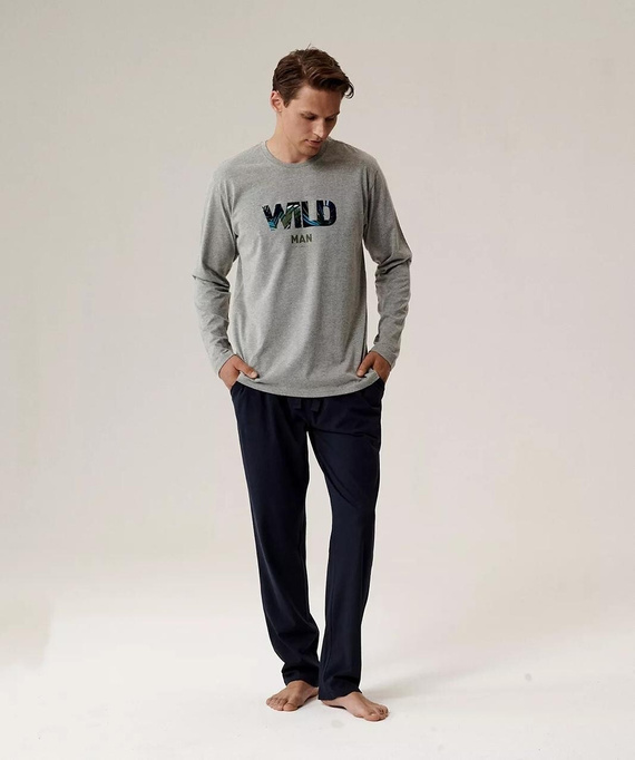 Pijamale bărbați NMP-392 Atlantic - bumbac, mâneci lungi, set elegant pentru nopțile reci