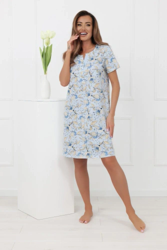 Cămașă de noapte damă CELOZJA Italian Fashion bumbac mânecă scurtă cu nasturi