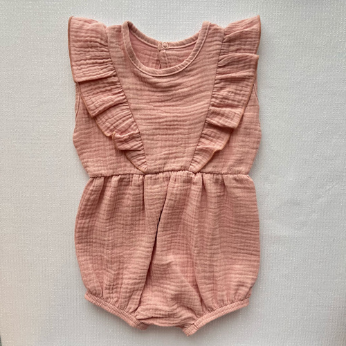 RA50210 Salopetă de muselină Mamatti - roz murdar