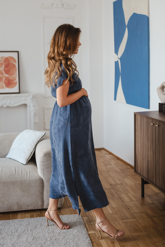 Rochie de sarcină și alăptare Milk & Love Lovely Dress Long bleumarin