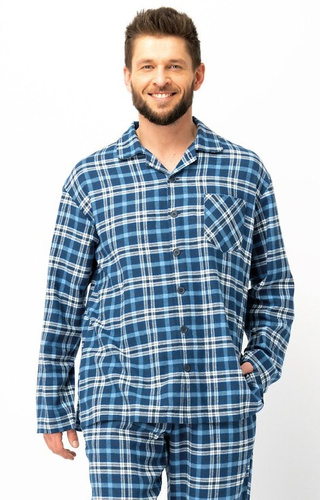 Set pijamale bărbătesc Key Jeans MNS 492 – Flanel în carouri, bumbac