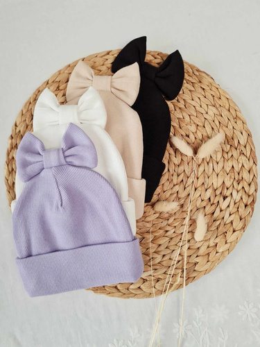 15K Marija pălărie cu nervuri duble cu fundă - violet