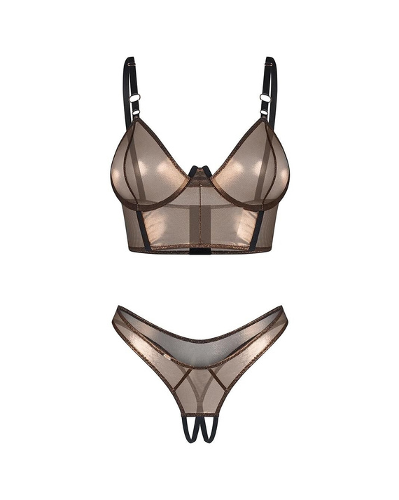Set Soranna Top &amp; Crotchless Thong Obsessive gold – set senzual cu tanga decupat