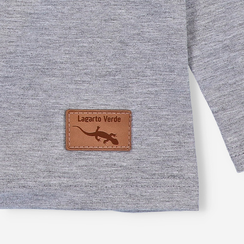 Bluză de băieți cu mânecă lungă KAR-1018 Lagarto Verde, gri - bumbac cu elastan, producție poloneză