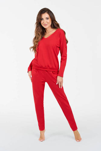 Karina Ladies set cu mânecă lungă, pantaloni Italian Fashion - roșu