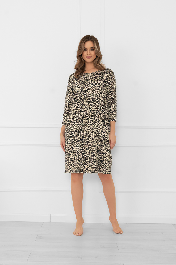 Cămașă de noapte pentru femei Kenia Italian Fashion - imprimeu leopard, mânecă 3/4