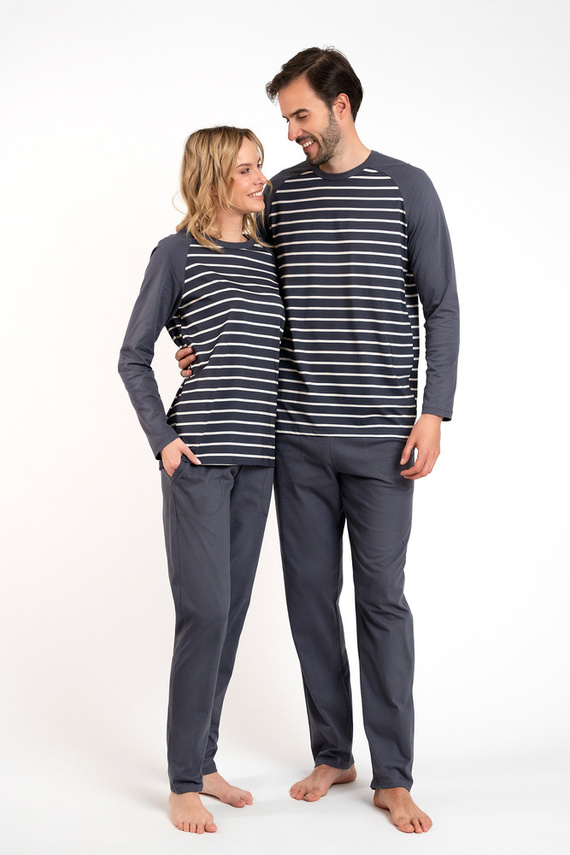 Oda Pijama de damă cu mânecă lungă, pantaloni lungi Italian Fashion - imprimeu grafit/grafit