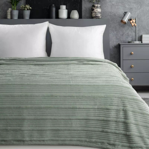 Cuvertură pled Nina 220x200 flanel 3D moale Eurofirany 300 GSM salvie