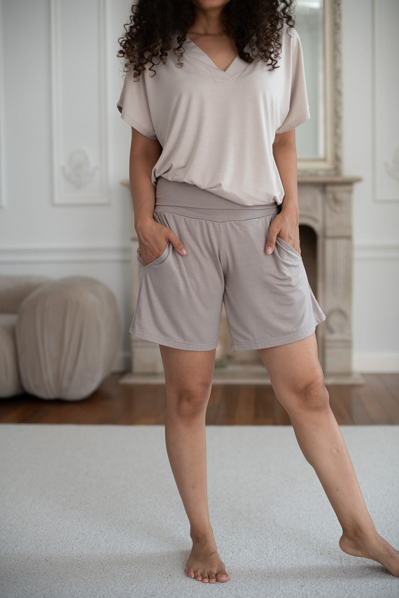Milk&Love Moon bambusowe scurte pantaloni de maternitate pentru pijama, bej