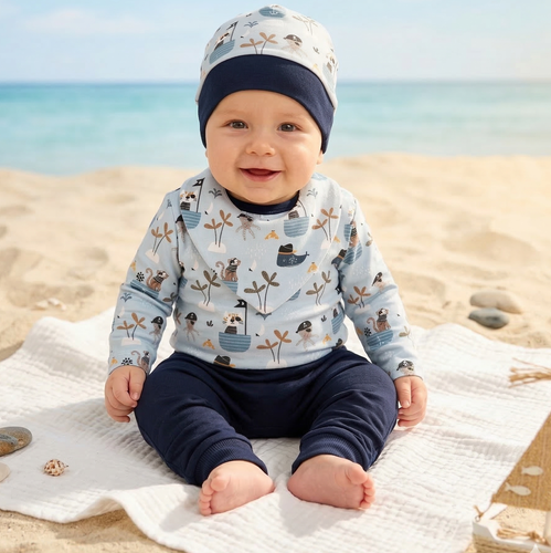 ABK-0041/LOD Set Piraci Baby din bumbac organic Nini, bleumarin