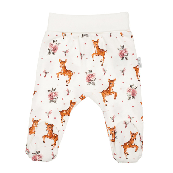 216009 Pijama pentru bebeluși Lala Nicol – 100% bumbac, imprimeu cu căprioare și trandafiri