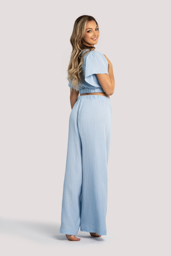 Set de muselina dama Tola Unikat albastru – lenjerie intima de vara acasa