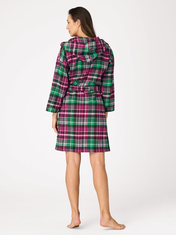 Halat de damă Key LGD 414 fucsia – flanelă 100% bumbac, cu glugă