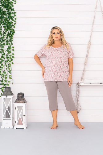 Kalmia Pijamale pentru femei cu mânecă scurtă, pantaloni 3/4 Italian Fashion-print 