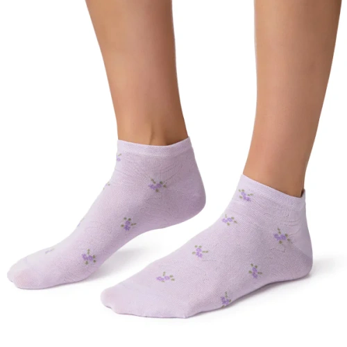 Șosete scurte de damă Steven 114 Summer din bumbac subțiri pentru sneakers violet deschis 171
