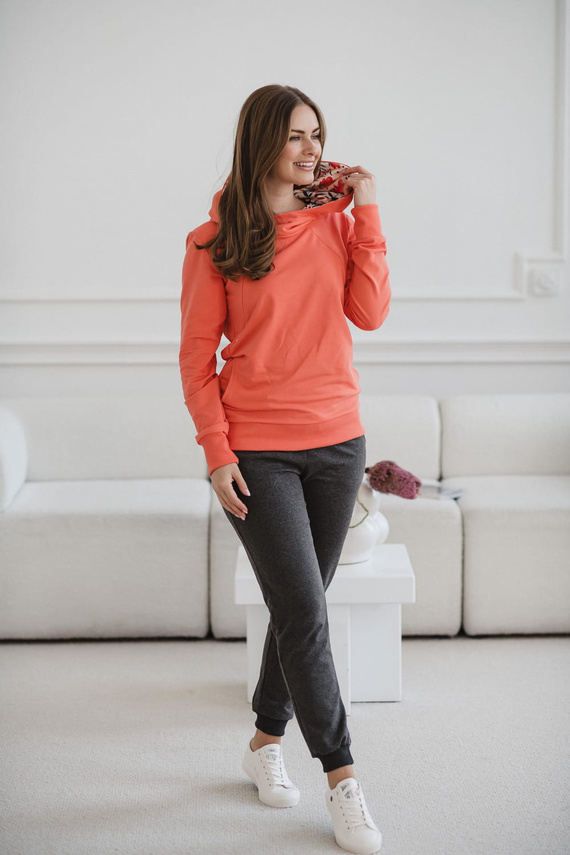 Hanorac de alăptare Milk Please Milk&Love cu glugă de corai