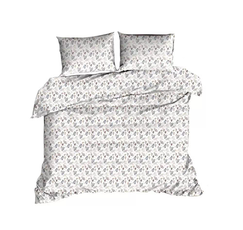 614N Lenjerie de pat clasică din bumbac E24 Set de lenjerie de pat suplimentar, alb, maro, frunze, crenguțe - 100% bumbac, durabil, colorat, set de 2 piese