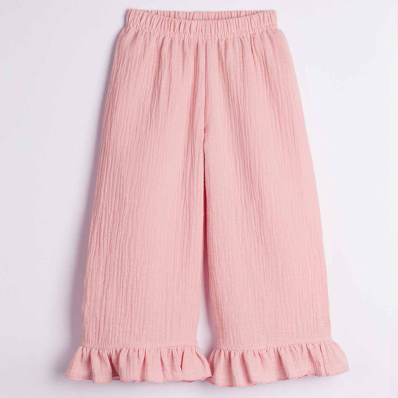 Pantaloni fete Nicol 224331 mușelin 100% bumbac largi de vară - roz