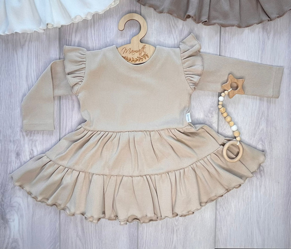 Mamatti SP512 Rochie fetițe mâneci fluture 97% bumbac