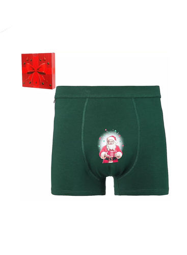 MBX600-356 Boxer Moraj verde – boxeri bărbătești de Crăciun într-o cutie