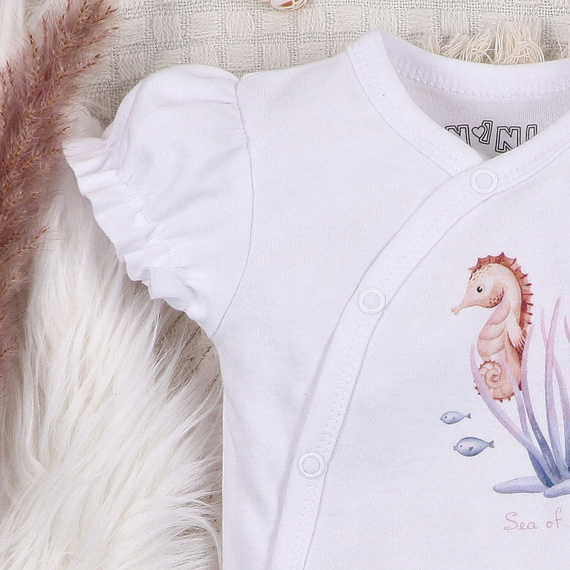 ABN-5474 Body plic Nini Underwater World alb – bumbac organic, mâneci scurte
