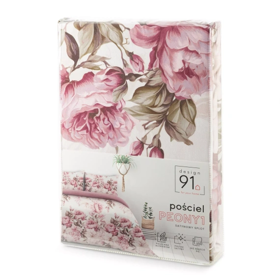 Lenjerie de pat Peony1 Design 91 florală reversibilă moale cu fermoar