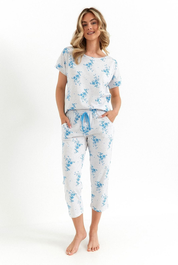 Pijamale dama 490 Cana, bumbac gri deschis, confortabile, clasice