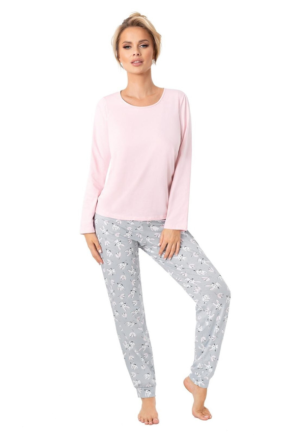 Pijamale Bunny Long Donna pentru femei, roz - bumbac, mânecă lungă, set confortabil