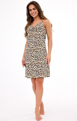 610/470 Cămașă de noapte Cornette Coco 4 – imprimeu leopard, bretele subțiri, 100% bumbac