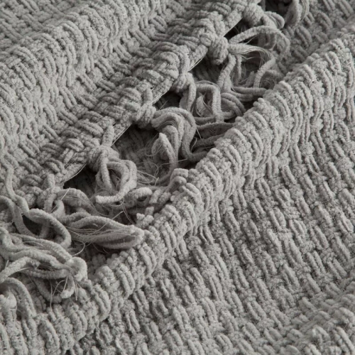 Patura Suzi, cuvertura de pat, tesuta cu franjuri, eurodrape, gri