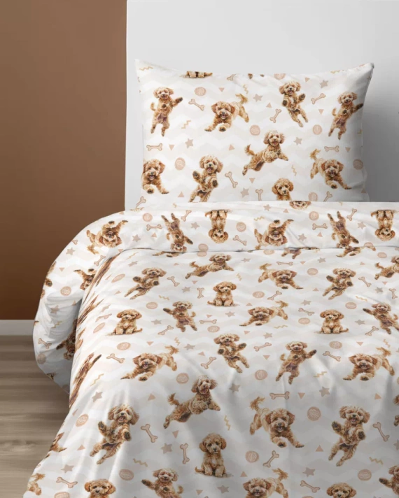 5451 A Rudy Piesek Lenjerie de pat bumbac copii Detexpol bej