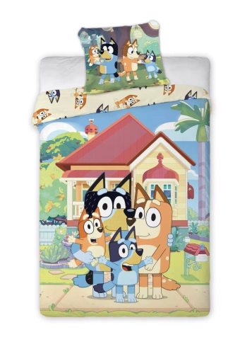 Lenjerie Bluey Faro 100% bumbac moale pentru copii cu Bluey