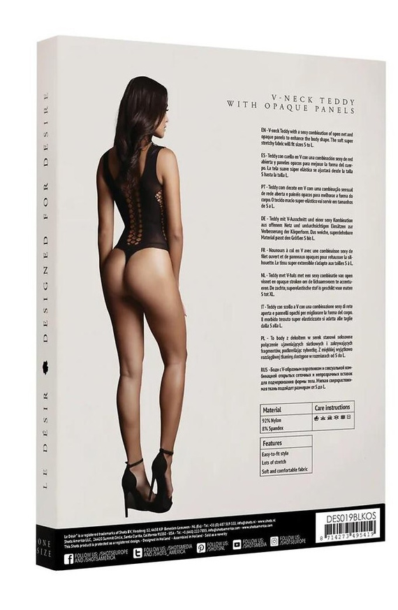 Body DES019 Le Désir negru cu decupaje și decolteu S-L, XL-4XL