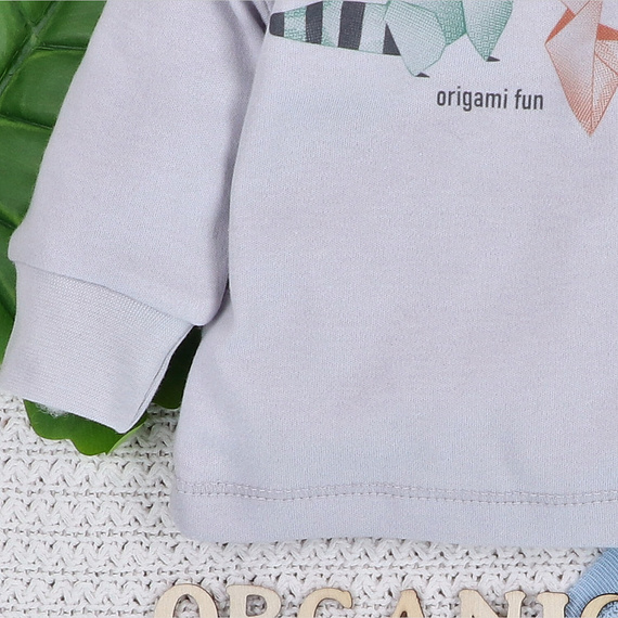 ABN-5389 Fun Origami Bluză din bumbac organic Nini gri