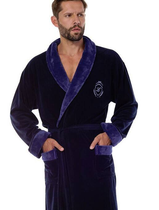 2458 Halat de baie pentru bărbați Diego L&L - bleumarin