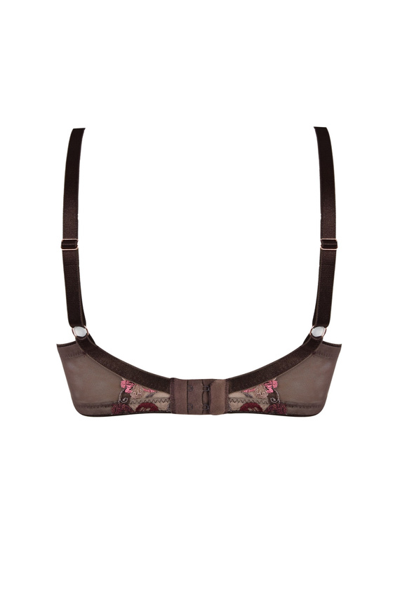 Sutien Mediolano 19255 maro ciocolatiu, dantelă cu broderie florală
