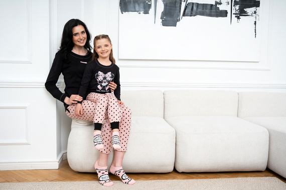 Bonilla Pijama pentru femei cu mânecă lungă, pantaloni lungi Italian Fashion negru/print