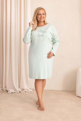 Cămașă de noapte damă Regina 2010 100% bumbac mânecă lungă model verde