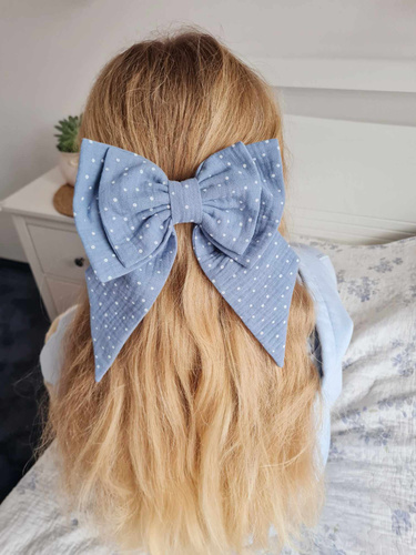 KMN16 Arc de păr de muselină cu închidere automată Marija - albastru