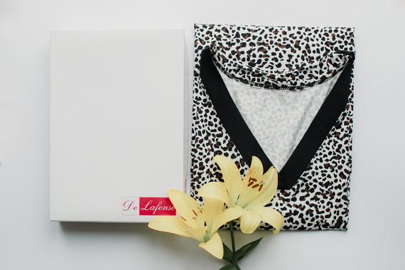 853 Kendall De Lafense - Cămașă de noapte Panther din viscoză - camuflaj ecru