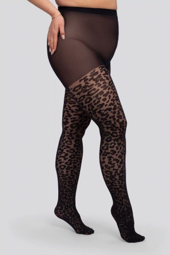 Dresuri Mona Leopard 30 DEN Queen Size – dresuri negre cu model leopard