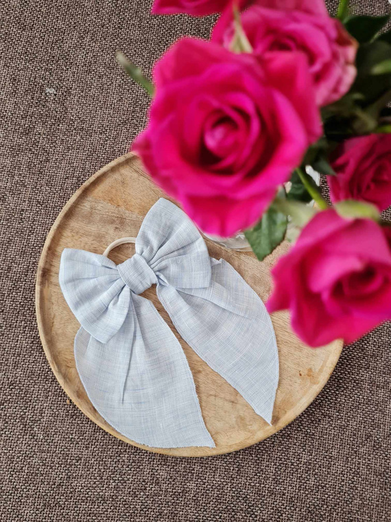 KGN16 Arc de păr din in cu bandă elastică Marija - albastru