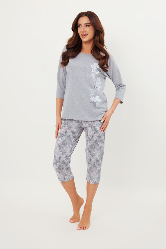 Ibena Ladies' 3/4 sleeve pyjamas, 3/4 trousers Italian Fashion - melange/print