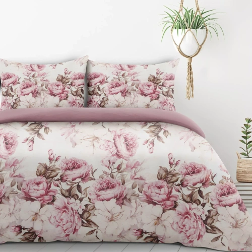 Lenjerie de pat Peony1 Design 91 florală reversibilă moale cu fermoar