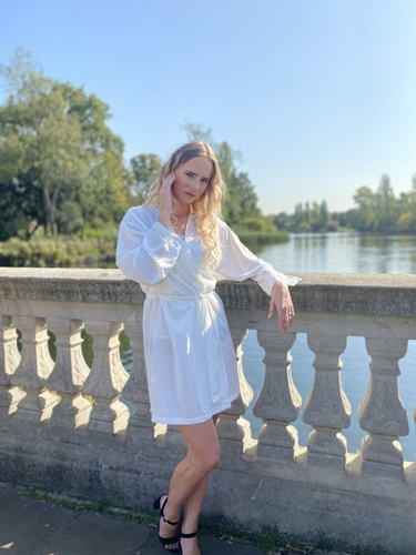 411 Jeanne Rochie de toaletă scurtă Forex pentru femei - ecru