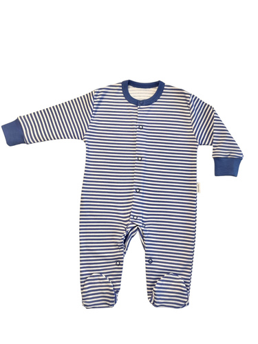 Salopeta pentru bebelusi Mamatti PA13640 - bleumarin, dungi, bumbac, prins cu capse