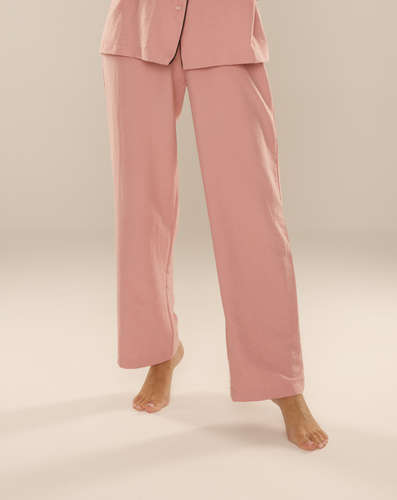 Maeve 875 De Lafense pantaloni de pijama pentru femei - lungi, uni, cu buzunare - roz